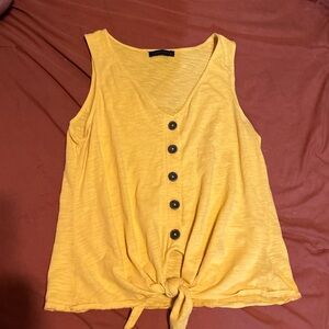 Sanctuary Yellow Button-Down Tie-Front Tank Top